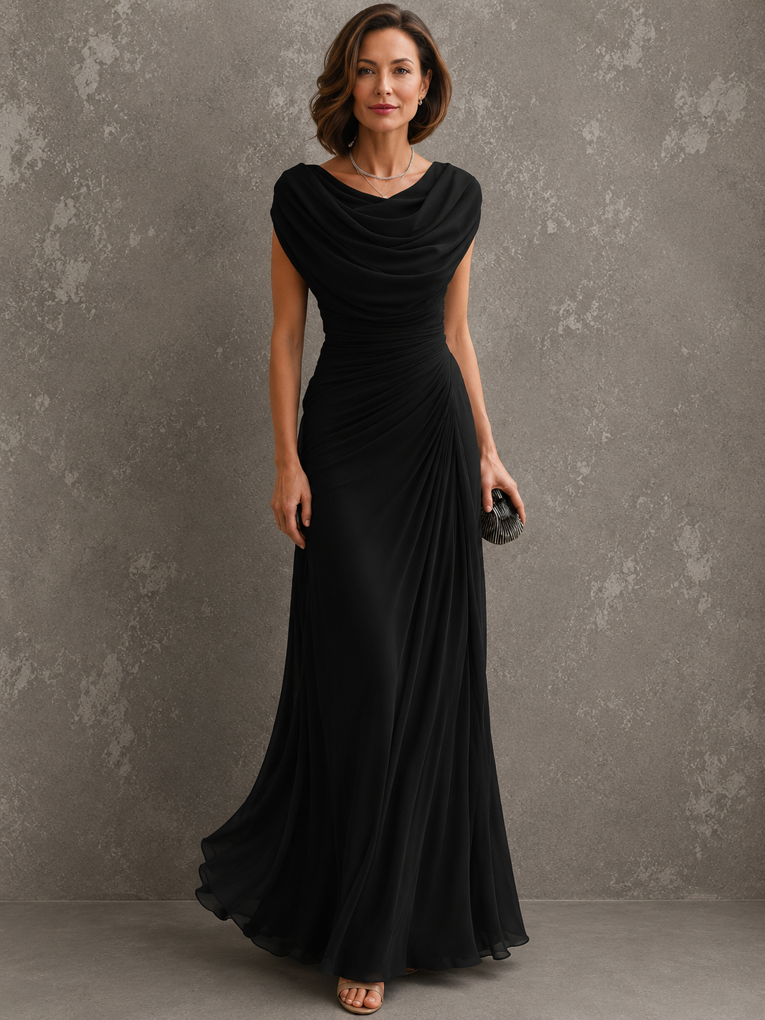 Jilliann | Vestido Largo Drapeado sin Mangas