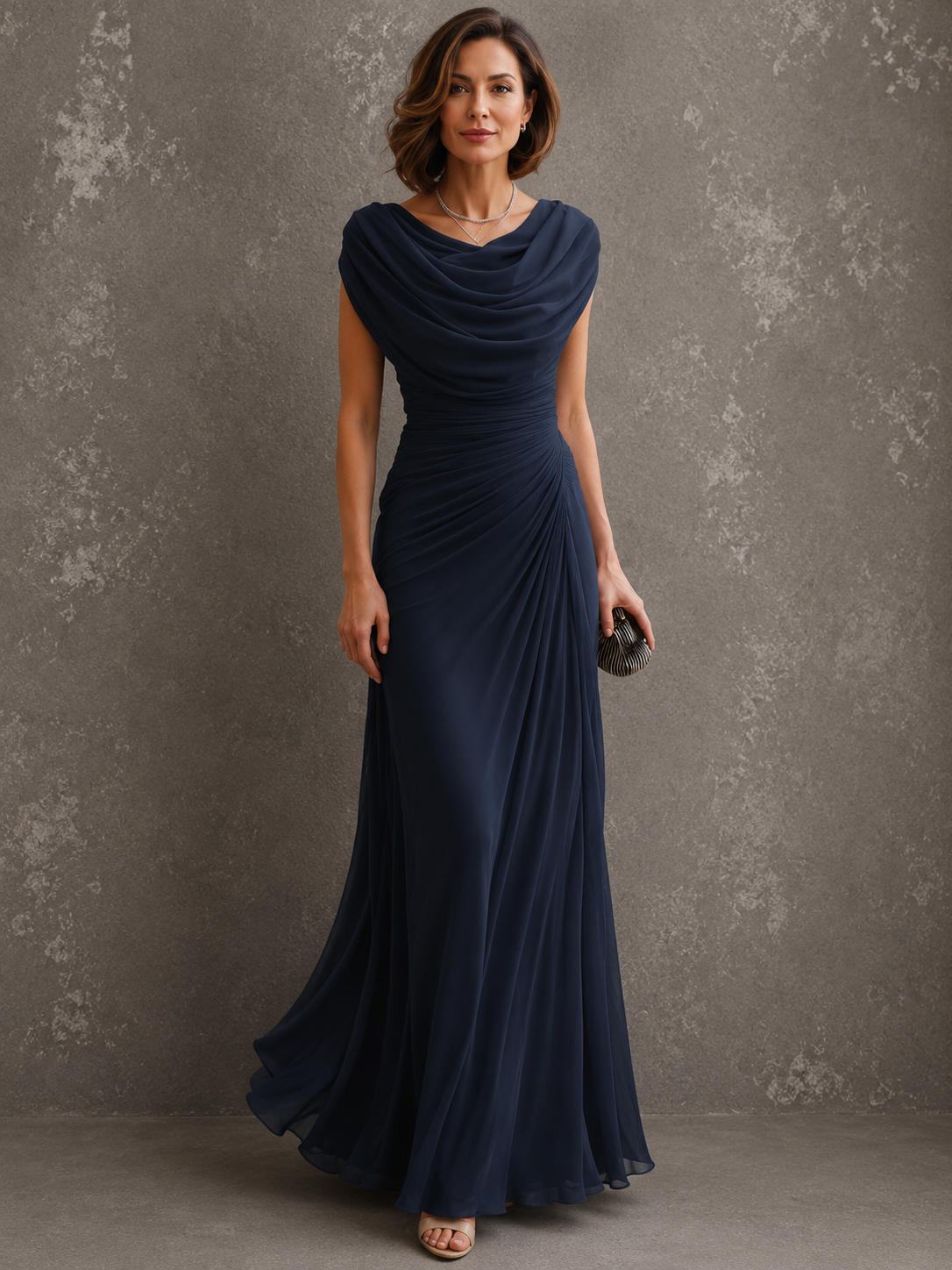 Jilliann | Vestido Largo Drapeado sin Mangas