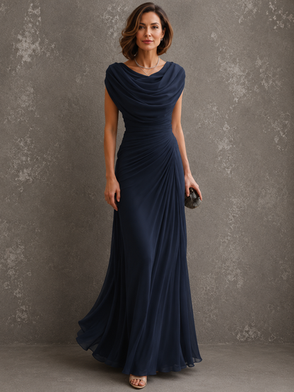 Jilliann | Vestido Largo Drapeado sin Mangas