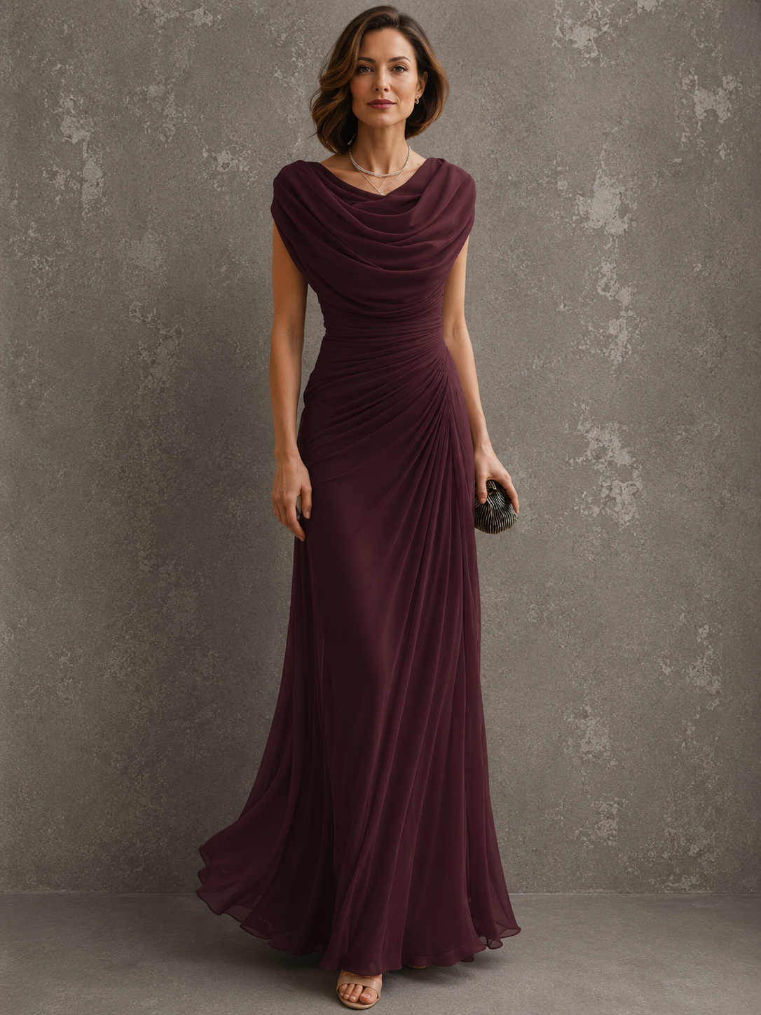 Jilliann | Vestido Largo Drapeado sin Mangas