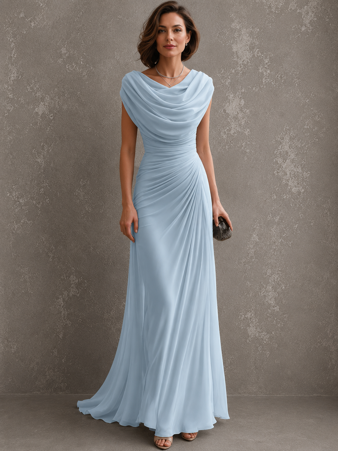 Jilliann | Vestido Largo Drapeado sin Mangas
